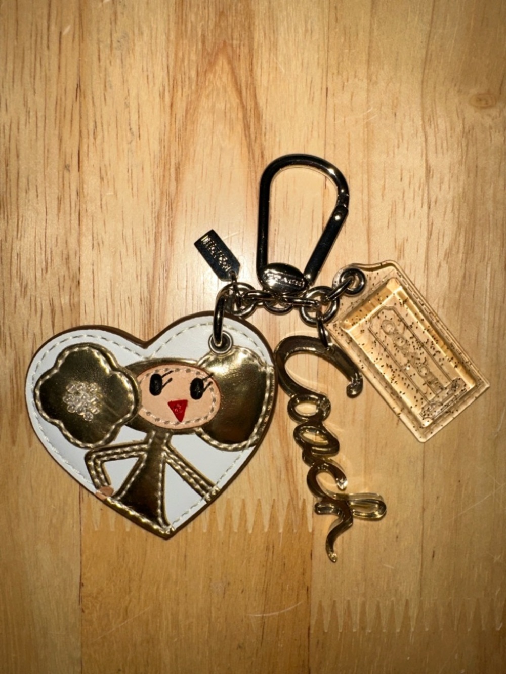 Coach Poppy Gold Heart 'Poppy' Charm Keychains or Bag Charm!!